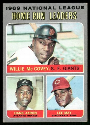 1970 Topps #65 1969 NL Home Run Leaders (McCovey / Aaron / May) Foto 1 de 2