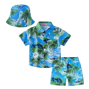 Boys Casualwear Comfortable Beachwear Kids Swimsuit 3Pcs Shorts Travel Shirt - Picture 1 of 74