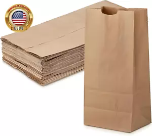 Kraft Paper Bags - 4 Lb (5 X 3 X 10 Inch) Brown Lunch Sandwich Bags for Bake Sal - Picture 1 of 3