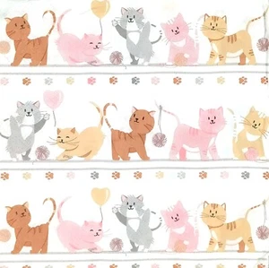 R872# 3x Servilletas de Papel Individuales para Decoupage Divertido Gatito Gato Pastel Fila Patrón - Imagen 1 de 10