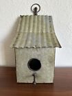 13" Galvanized Metal Birdhouse Sloped Roof Bird House Rustic Farmhouse Style