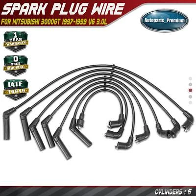 7pcs Spark Plug Wire Sets for Mitsubishi 3000GT 1997 1998 1999 V6 3.0L SOHC 7mm - Image 1 of 4