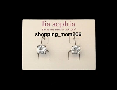 Lia Sophia "Classic" Silver Tone w/Total CZ wt. 3.0ct. Pierced Earrings - HTF - Image 1 of 3