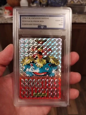 1996 Pokemon Japanese Bandai Carddass Vending Venusaur Red Prism #3 PSA 10 - Image 1 of 4