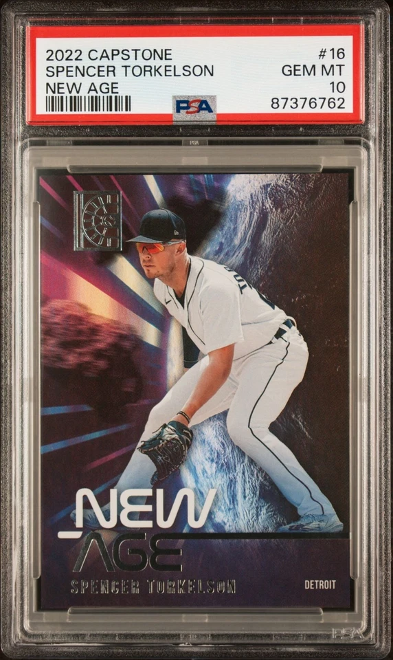 2022 CAPSTONE SPENCER TORKELSON ROOKIE NEW AGE INSERT TIGERS #16 RC PSA 10 POP 1 - Image 1 of 4