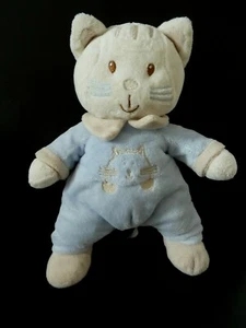 N5. DOUDOU PELUCHE VETIR CHAT PYJAMA BLEU ECRU BLANC BEIGE  EXCELLENT ETAT - Imagen 1 de 1