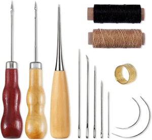 Kit Ago E Filo per Cucire Pelle, Set Cucito Pelle, Filo Cerato per Cuoio Con Agh - Foto 1 di 12