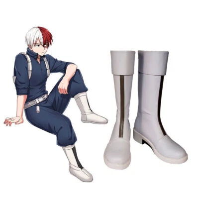My Hero Academia Shoes Todoroki Shoto Men Cosplay White Boots Shoes Custom Made - Image 1 of 4