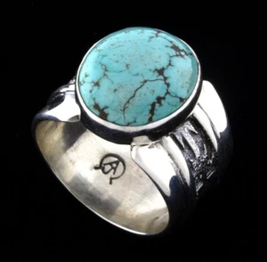 9.5 - Natural Lone Mountain Turquoise Ring By Navajo Artist Al Joe - Picture 1 of 4