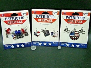 Collectible Vintage Patriotic Charms Silver Tone & Color Enamel - Picture 1 of 4