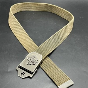 BSA Boy Scouts of America Olive Green Canvas Web Belt & Slide Buckle M/L 1.5x39” - Picture 1 of 9