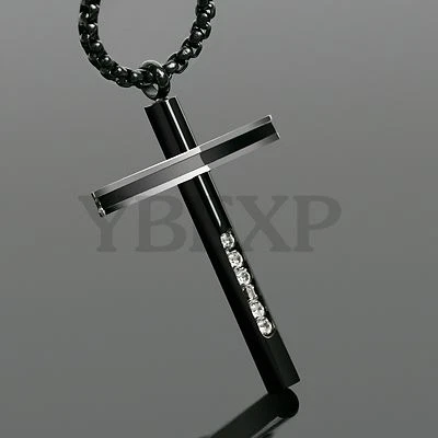 Men's Stainless Steel Hip Hop Jesus Cross Pendant Chain Necklace - Image 1 of 4
