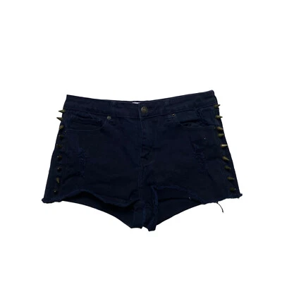 Forever 21 Jean Shorts Womens Size 28 High Rise Studded Cut Off Black Distressed - Image 1 of 4