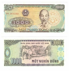 1988 Vietnam 1000 Dong Banknote UNC P106a1 Narrow Serial Number - Picture 1 of 1
