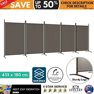 5-Panel Room Divider Dividers Privacy Panel Screen Anthracite 433 x 180cm Fabric - Picture 1 of 9