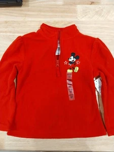 Disney Store Mickey Mouse Fleece Pullover Red 1/4 Zip Sweatshirt Kid's XXS 2/3 - Picture 1 of 8