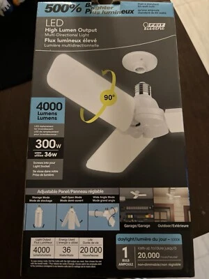 Feit Electric LED Garage Light, 3 Panel Adjustable Screw-in LED 300w 4000 lumens - Image 1 of 4