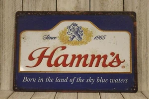 Hamm's Tin Sign Metal Beer Bar Irish Pub Vintage Rustic Look Ad Hamms - Picture 1 of 4