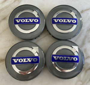 4pcs 64mm Volvo Wheel Center Caps Hub Caps Rim Caps Emblems Decals Grey Blue