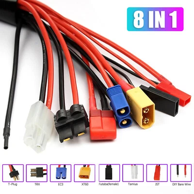 8 in 1 RC Car Lipo Battery Charger Adapter Connector Splitter Wire Convert Cable - Image 1 of 4