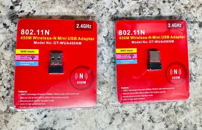 2x N 300Mbps Mini Wireless USB Wifi Adapter LAN Antenna Network 802.11n/g/b Nano - Image 1 of 2