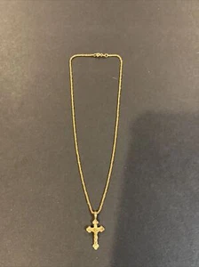 Vintage 14K Yellow Gold Necklace & Jesus Cross Pendant - Picture 1 of 6