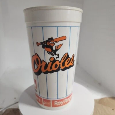 Taza de plástico de colección años 80 Baltimore Orioles pájaro Coca Cola Roy Rogers MLB béisbol 7" Foto 1 de 4