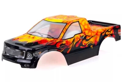 HSP RC Truck Car Body Shell Black/Orange inc Stickers 1/10 HSP 94188 94111 94108 - Image 1 of 2