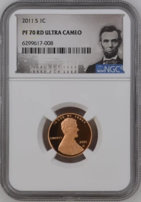 2011-S 1C LINCOLN SHIELD CENT NGC PF 70 RD ULTRA CAMEO TOP-POP HIGHEST-GRADES  - Image 1 of 2