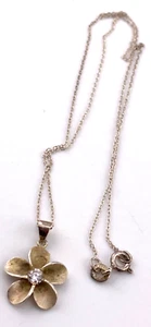 Sterling Silver 925 Chain & Sterling Flower Pendant 18” Necklace 004-197 - Picture 1 of 18
