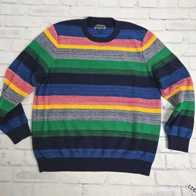 Suéter Club Room Para Hombres XXL Rayas Azul Rojo Verde Abuelo Cuello Redondo Informal Oficina Foto 1 de 4