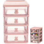 4-Lagiger Kunststoff-Schubladenschrank, tragbar, multifunktional, rosa.
