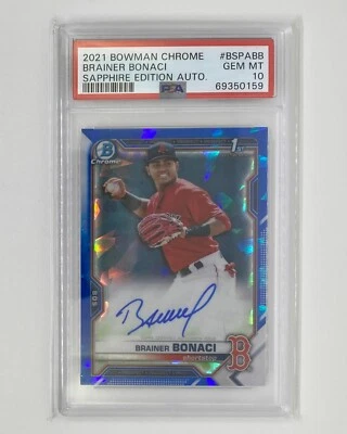 2021 Bowman Sapphire Brainer Bonaci 1st Chrome Auto PSA 10 GEM MINT Autograph - Image 1 of 2