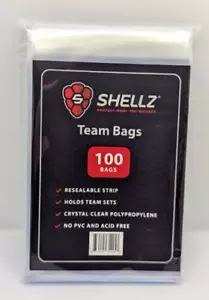 Team Bags 100 Count Resealable for Sports Trading CCG TCG Cards by Card Shellz - Picture 1 of 1