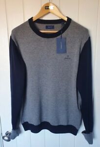 GANT D1 Grey Wool Melange contrast Jumper large bnwt £100