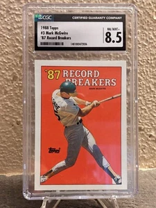 1988 TOPPS RECORD BREAKER #3 MARK MCGWIRE WHITE TRIANGLE BY LEFT FOOT CGC 8.5 - Picture 1 of 2