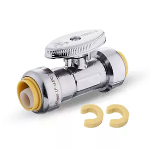 Válvula de parada recta EFIELD 1/2" Push Connect ×1/2" Push Connect 1/4 de vuelta sin cable - Imagen 1 de 4