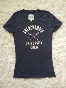 Camiseta De Colección Y2K Abercrombie & Fitch Grande Elevada Spellout Lacrosse Azul Marino - Imagen 1 de 8