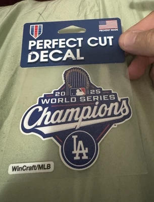 Los Angeles Dodgers 2025 World Series Champions 4x4” Perfect Cut Decal MLB - Image 1 of 2