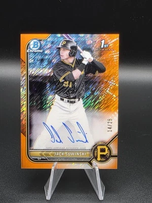 Jack Suwinski 1st Auto /25 - 2022 Bowman Chrome, Orange Shimmer Refractor - Image 1 of 2
