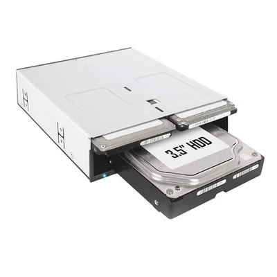 5.25 Inch Hard Drive Enclosure for 1x 3.5 SATA HDD and 2x SSD Toolless Design - Image 1 of 4