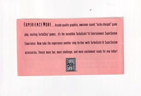 Experience More Insert Turbo CD Games - Authentic Insert - Turbografx 16