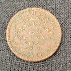 1863 WM Lawrence Artist Clothier Civil War Token Wellsville Ohio RARE - Picture 1 of 2