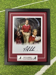 Nick Saban Signed 8x10 Photo Jsa Auto Custom Framed Alabama - Picture 1 of 4