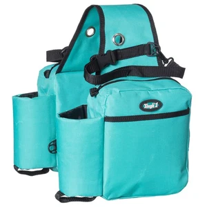 14JT Tough1 Heavy Duty Nylon Saddle Bag With Bottle Holders Turquoise - Picture 1 of 1