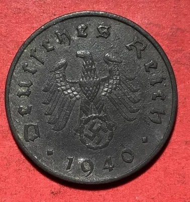 1940A Alemania Tercer Reich Esvástica Segunda Guerra Mundial! ¡Esvástica! ¡10 centavos! Moneda antigua! Foto 1 de 2