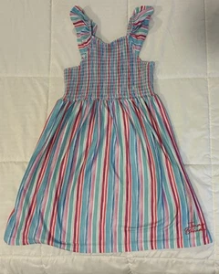 Tommy Bahama Smocked Pink Blue Multicolored Stripe Dress Youth Girls Size 6 - Picture 1 of 6