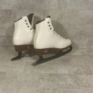 Vintage Riedell Kinder Schlittschuhe Eiskunstlauf Größe 1 M mit Sapphize Blade - Bild 1 von 14