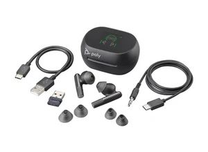 Poly Voyager Free 60+ UC Bluetooth USB-A, étui de charge à écran tactile, équipes, noir - Photo 1 sur 6