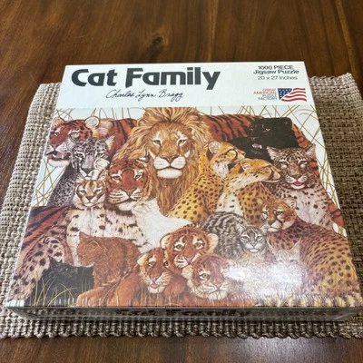 Charles Lynn Bragg Lions Tiger 1991 CAT FAMILY 1000-PC Jigsaw Puzzle VTG sealed - Image 1 of 3